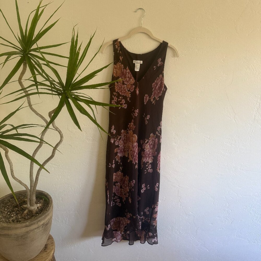 American Vintage 90s Y2k Midi Ruffle Hem Slip Dress